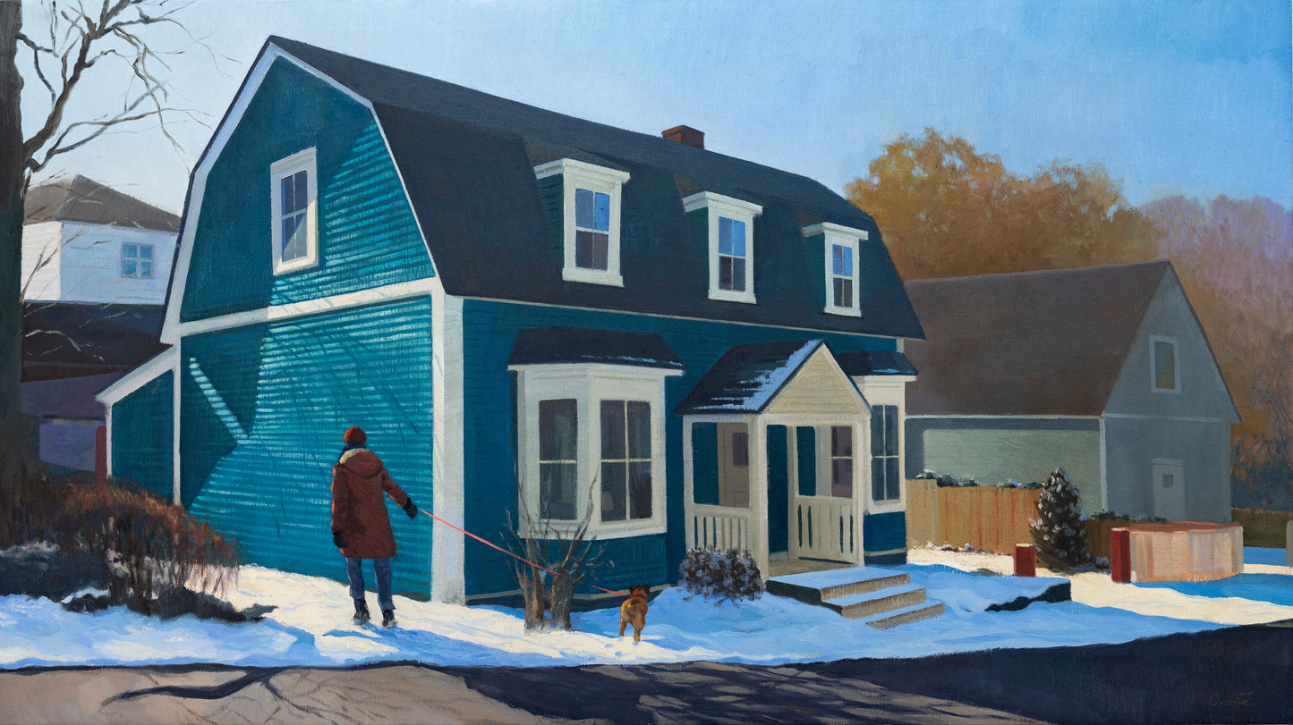 La casa verde un día con nieve